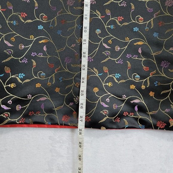 Robert Louis Lined Black Metallic Floral Silk Blend Open Front Jacket Size M/L - Picture 11 of 16